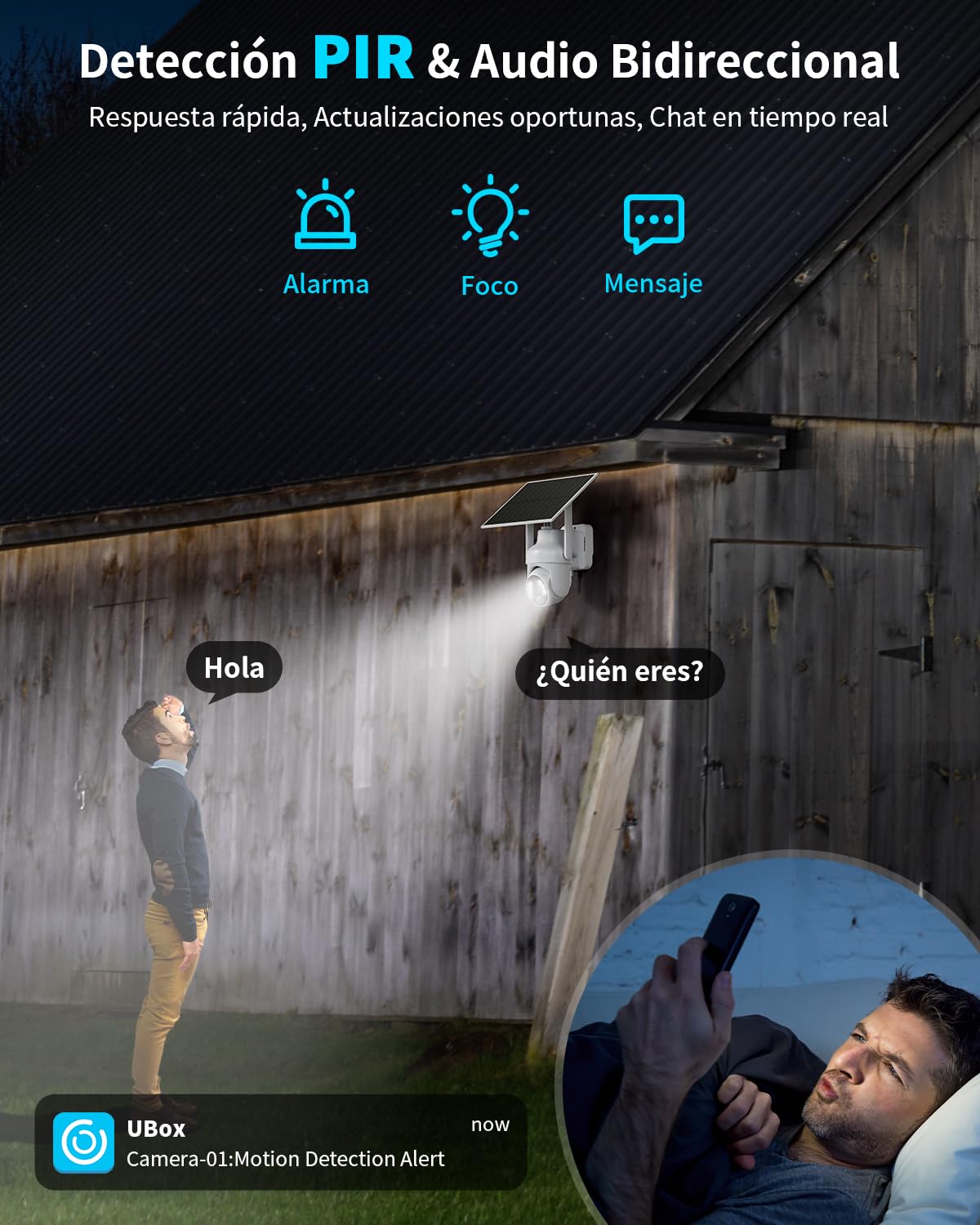 SEHMUA 4G LTE Camara Vigilancia Exterior con Panel Solar, 2K 360° PTZ Camara con Tarjeta SIM Inalámbrica, PIR Detección de Movimiento, Visión Nocturna en Color, Audio Bidireccional, IP66, 2 Unidad