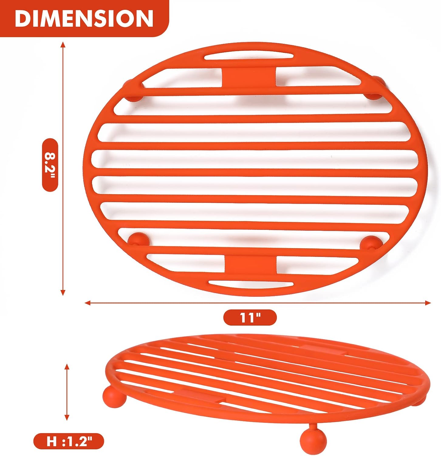 Webake Roasting Rack Oval Silicone 11x8 Inches Cooling Drying Rack Kitchen Cooking Rack for Baking Roasting Pan, Heat-Resistant Silicone Trivet