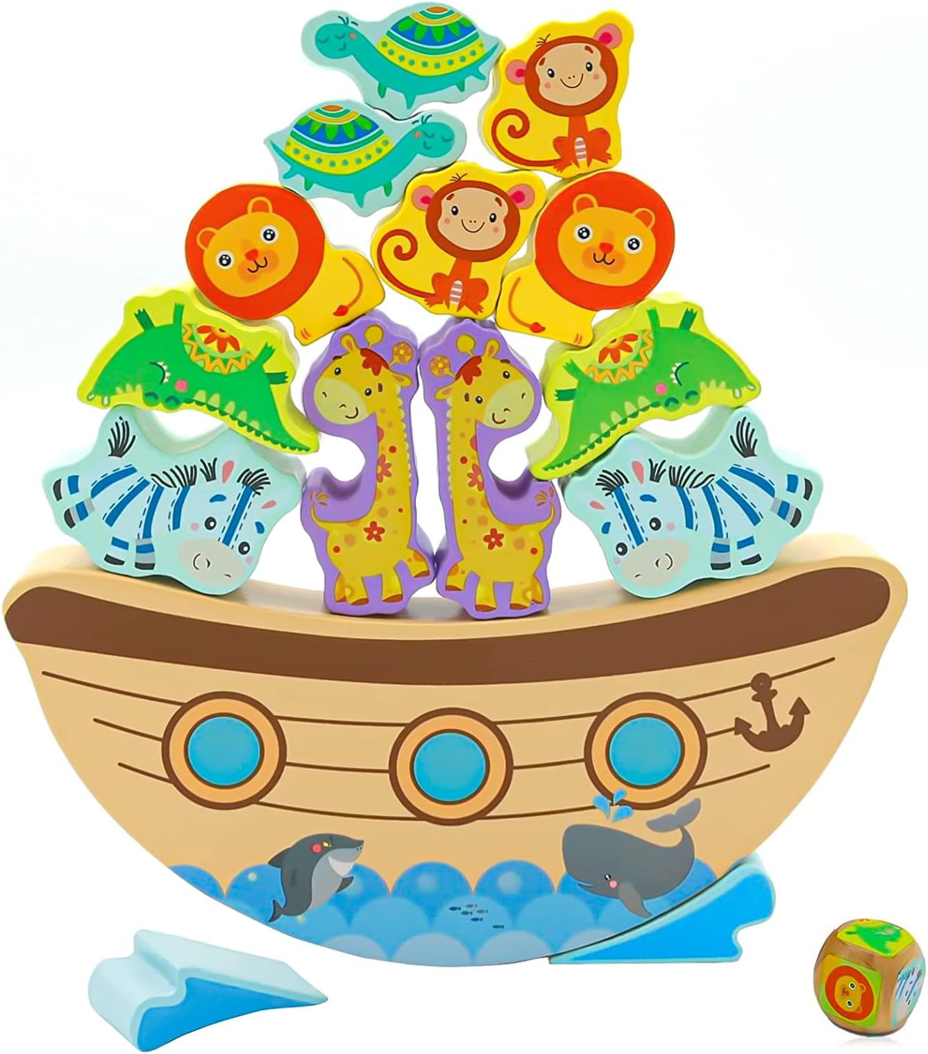 Board Games for Kids & Adults, Noah's Ark Wooden Balance Stacking Toys, Team Building Blocks STEM Toy, Fine Motor Stacking Balance Game, Baptism Easter Birthday Gift for Boys Girls