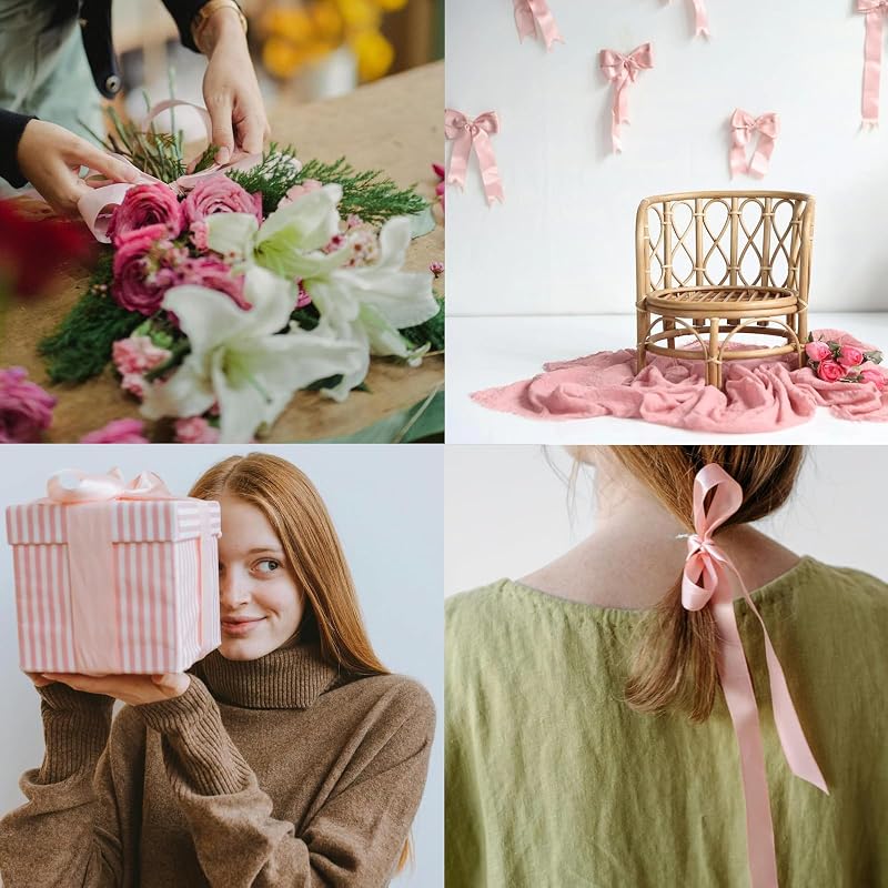MORAINJAY Rózsaszín Szatén Szalag 25mm x 23m - Dekorációs Poliészter Szalag Esküvőre, Ajándékcsomagoláshoz, Kézműves Alkotásokhoz és Ünnepi
