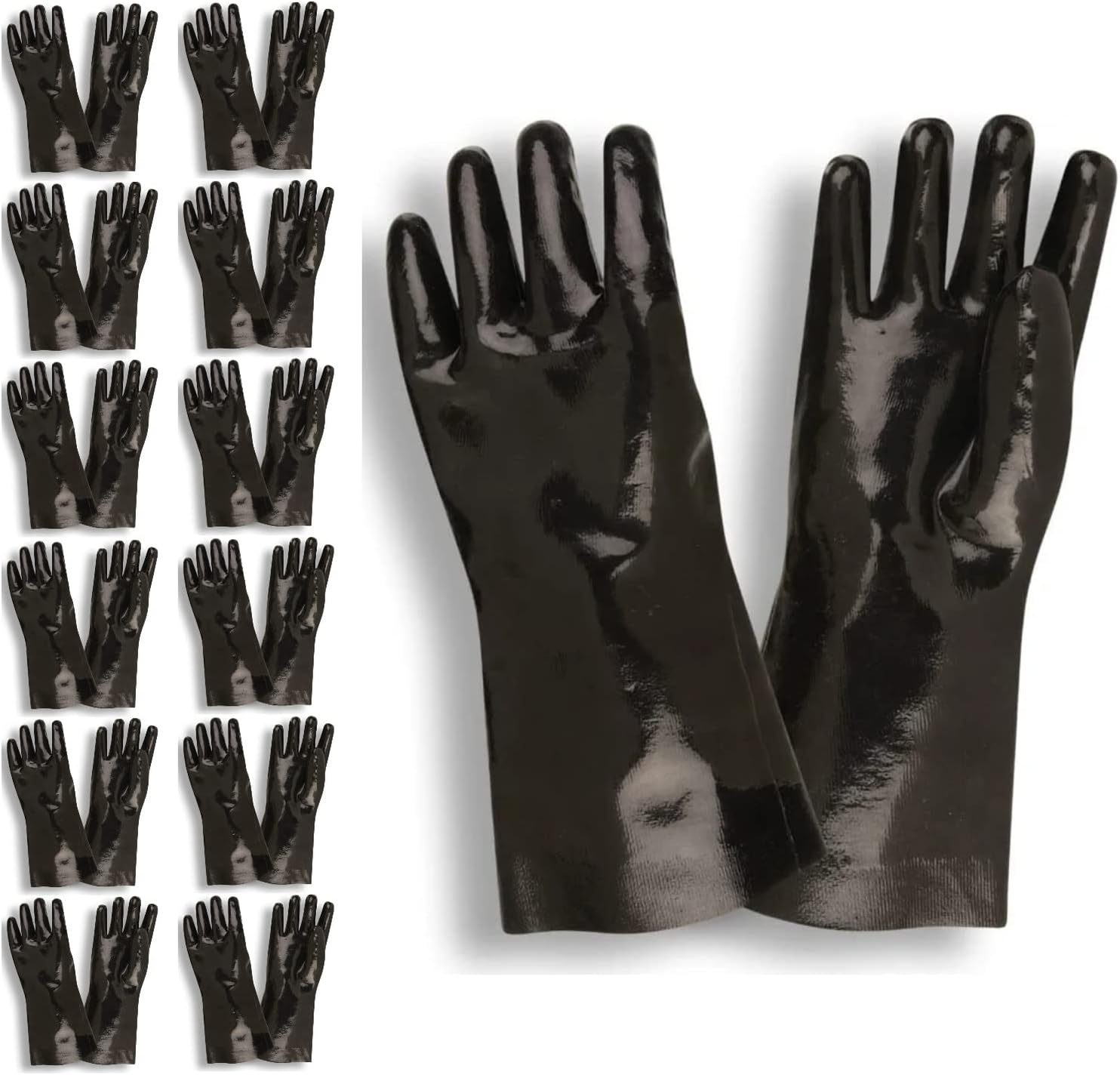 Cordova 5812 Chem-Cor Black Supported Neoprene Gloves, Smooth Finish, Jersey Lined, 12-Inch