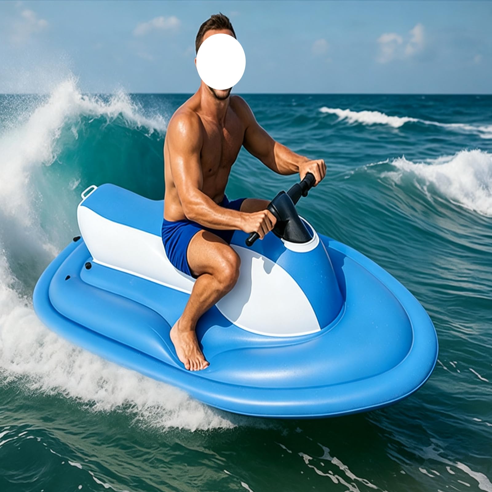 DongDongQiang Seated Floating Pool Motor Boat for 1-2 Persons