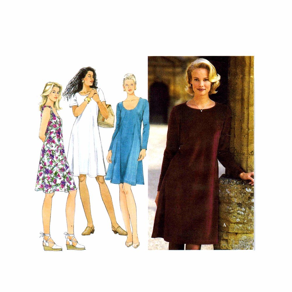 Patron de robe Simplicity 9897 pour tricot évasé tailles 6 à 16 style vintage 1990