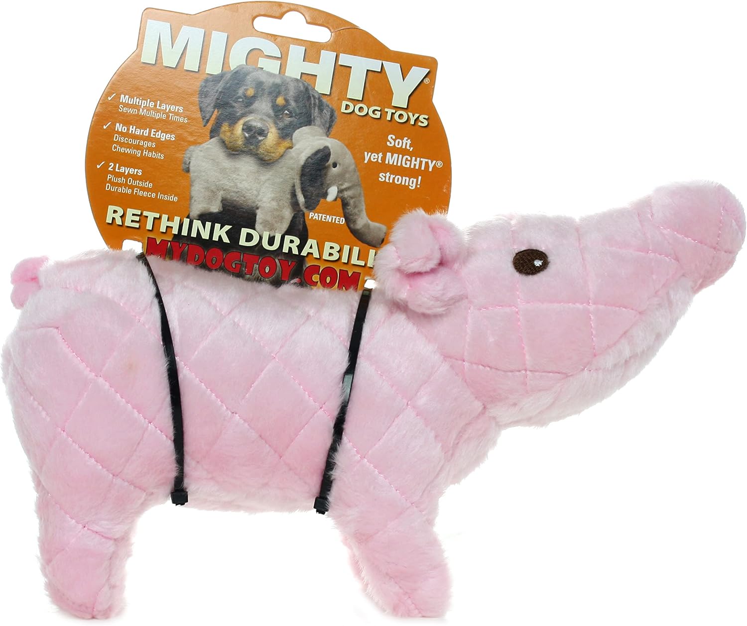 MIGHTY- Farm - Squeaker-Multiple Layers. Made Durable, Strong & Tough. Interactive Play (Tug, Toss & Fetch). Machine Washable & Floats (Piglet, Large)