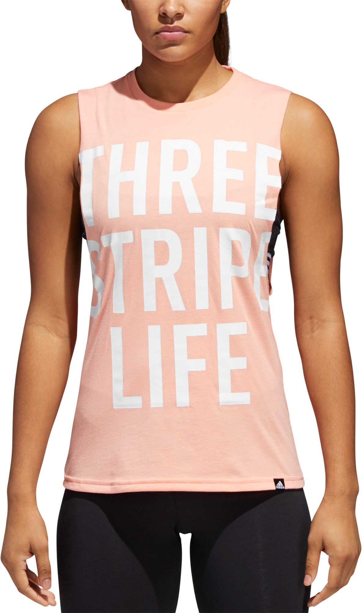 adidas Women's '3 Stripe Life' Muscle Tank Top