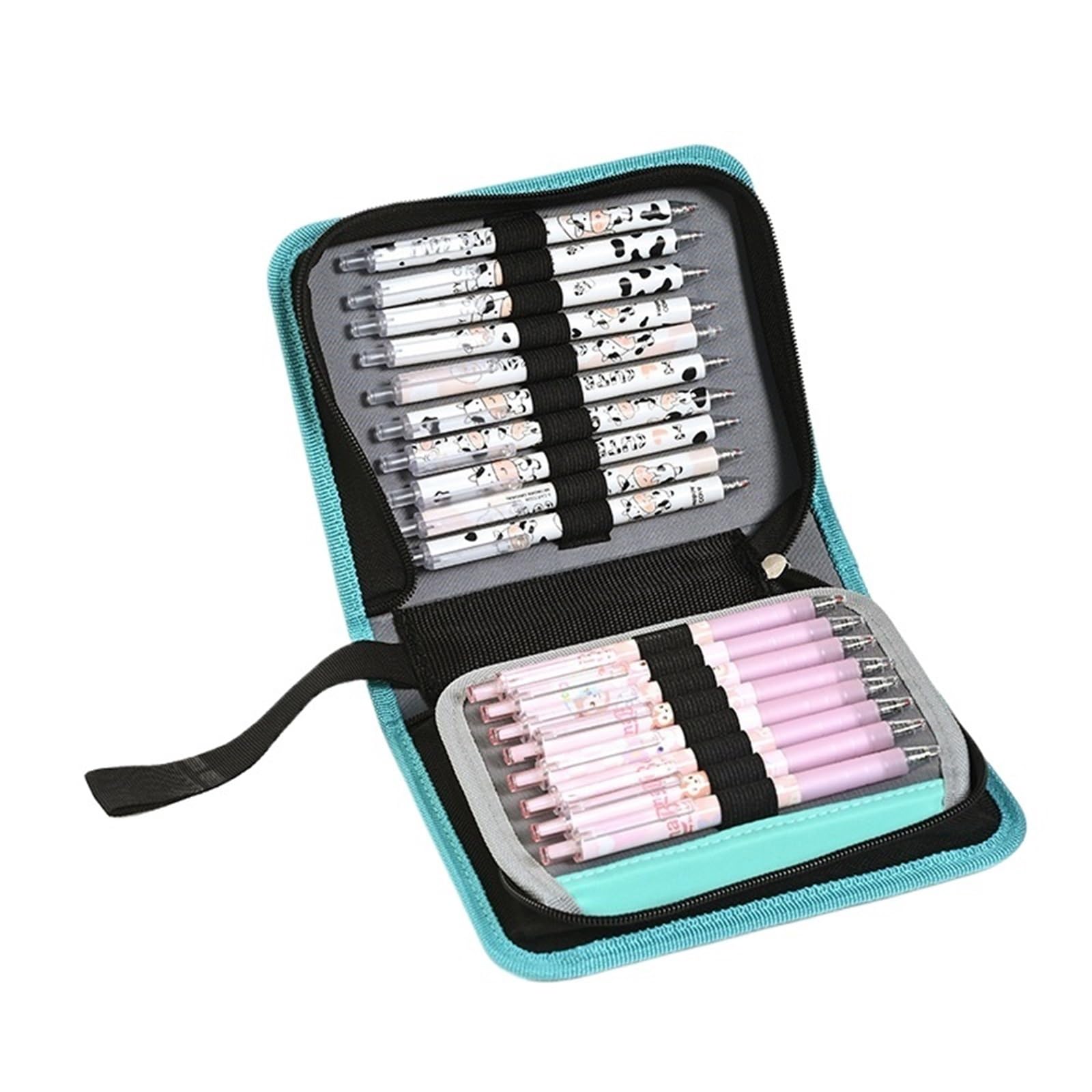 Federmäppchen mit 36/55/72 Fächern, for die Schule, Schreibwarentasche for Mädchen, Organizer, große Kapazität, Stiftebox, ästhetisches Gelehrten-Set(36 Slots Blue)