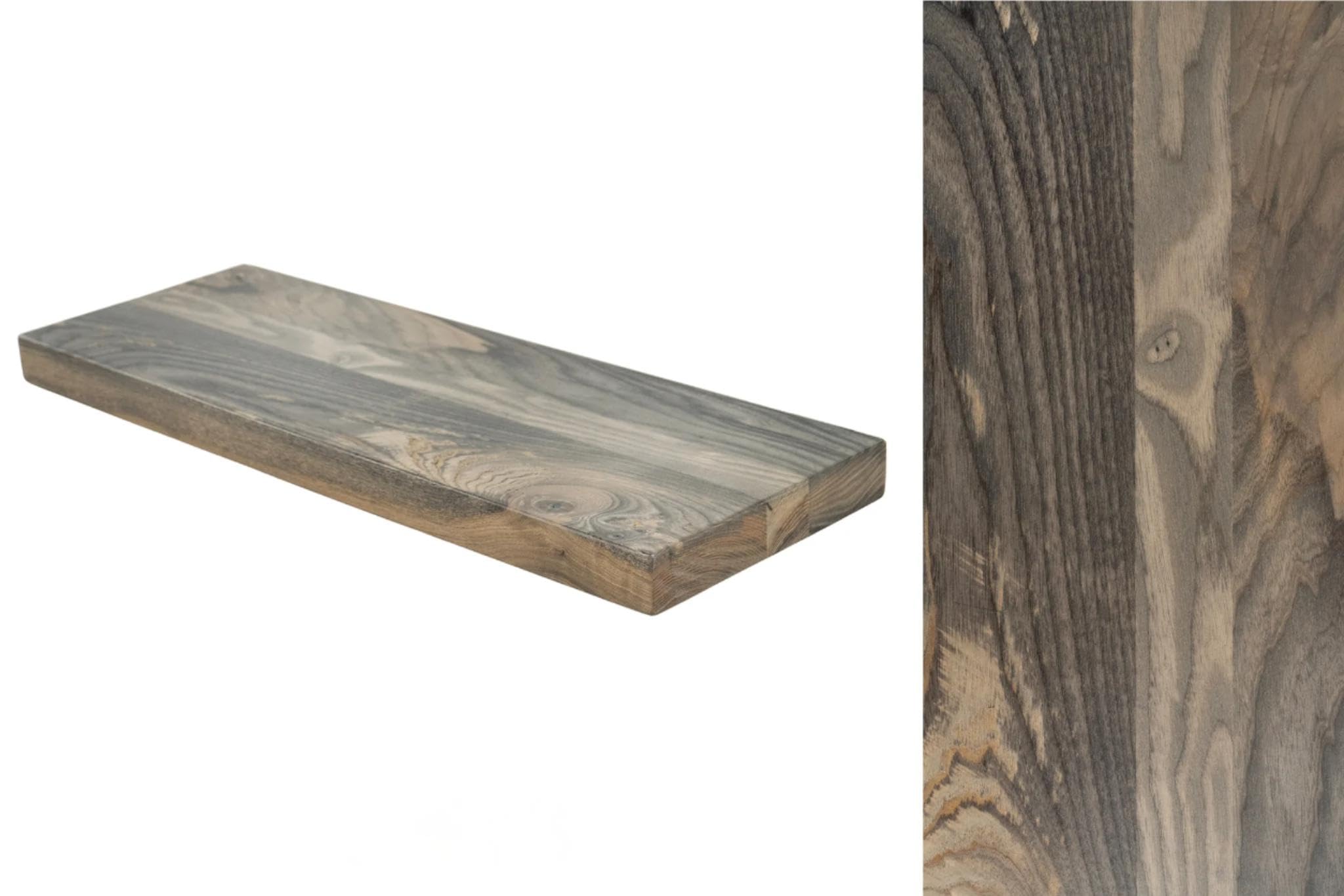 Dakota Timber Company, Premium Hardwood Floating Shelf, Real Wood, American White Ash, Hidden Bracket, Heavy Duty, Wall Mounted, (Stark, 36")