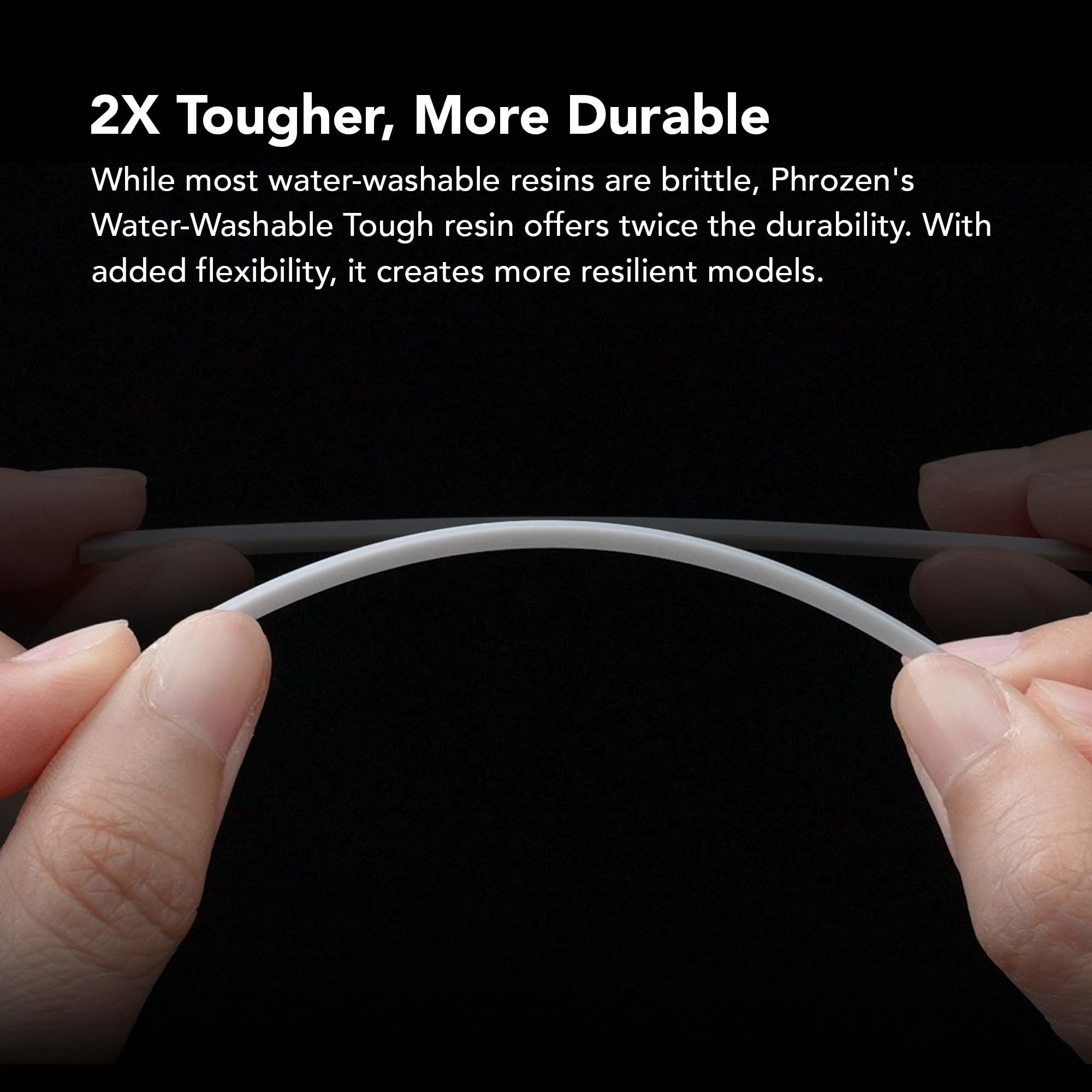 Phrozen Water-Washable Tough 3D Drucker Resin | Wasser Waschbar mit 2x Zähigkeit | 405nm Photopolymer UV-Harz für LCD Printer | hohere Haltbarkeit, Nicht Spröde - Weiß (1kg)