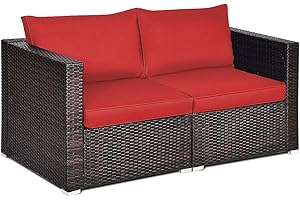 Tangkula Wicker Loveseat 2 Piece: Embrace Comfort Outdoors