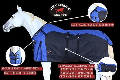 Miniatura 4 de 80 "1200D Turnout Ligero Bellyband Rain Horse Manta de invierno Hoja 385B negro verde lima,Naranja Negro,Violeta Negro,Frambuesa Negro,Rojo