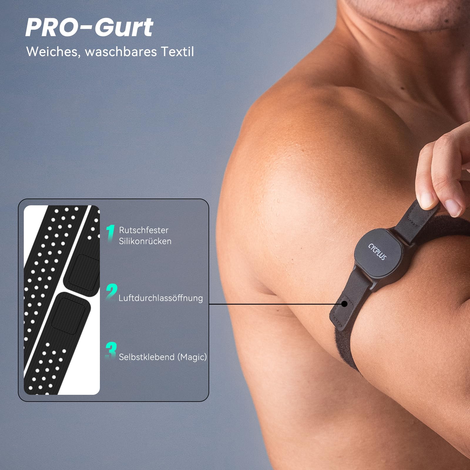 CYCPLUS Herzfrequenzmesser Armband, Bluetooth 5.1 ANT+ HR Monitor mit HR Zone LED Anzeige, IP67 Wasserdicht, Verwendung für Laufen Radfahren Fitness und andere Sportarten(schwarz)