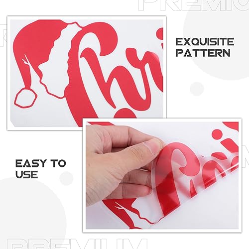 Miniatura 5 de ULTNICE Calcomanía de pared con texto en inglés Merry Christmas, para despegar y pegar, con copos de nieve extraíbles, papel tapiz para fiestas de