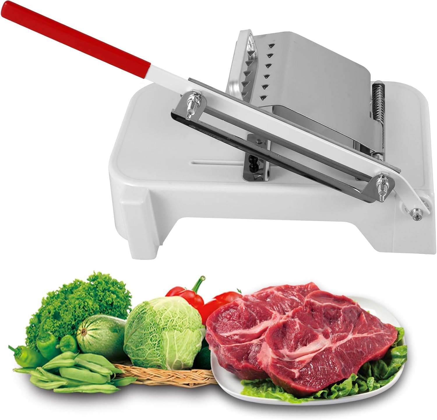 Trancheuse à viande mécanique réglable en inox avec poignée ergonomique