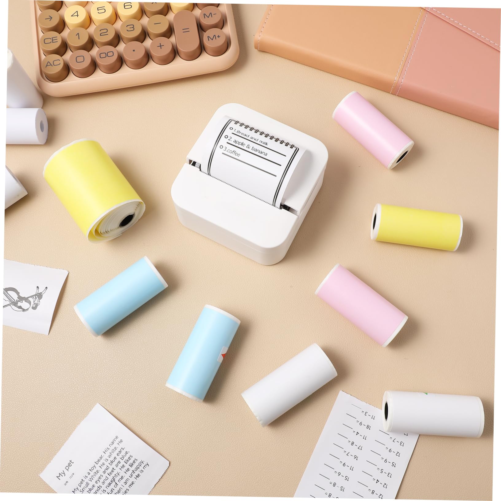 NUOBESTY 64 Rouleaux papier pour étiquettes d'imprimante Mini papier d'impression mini-imprimante etiquettes autocollantes étiquettes autocollantes autocollant pour imprimante