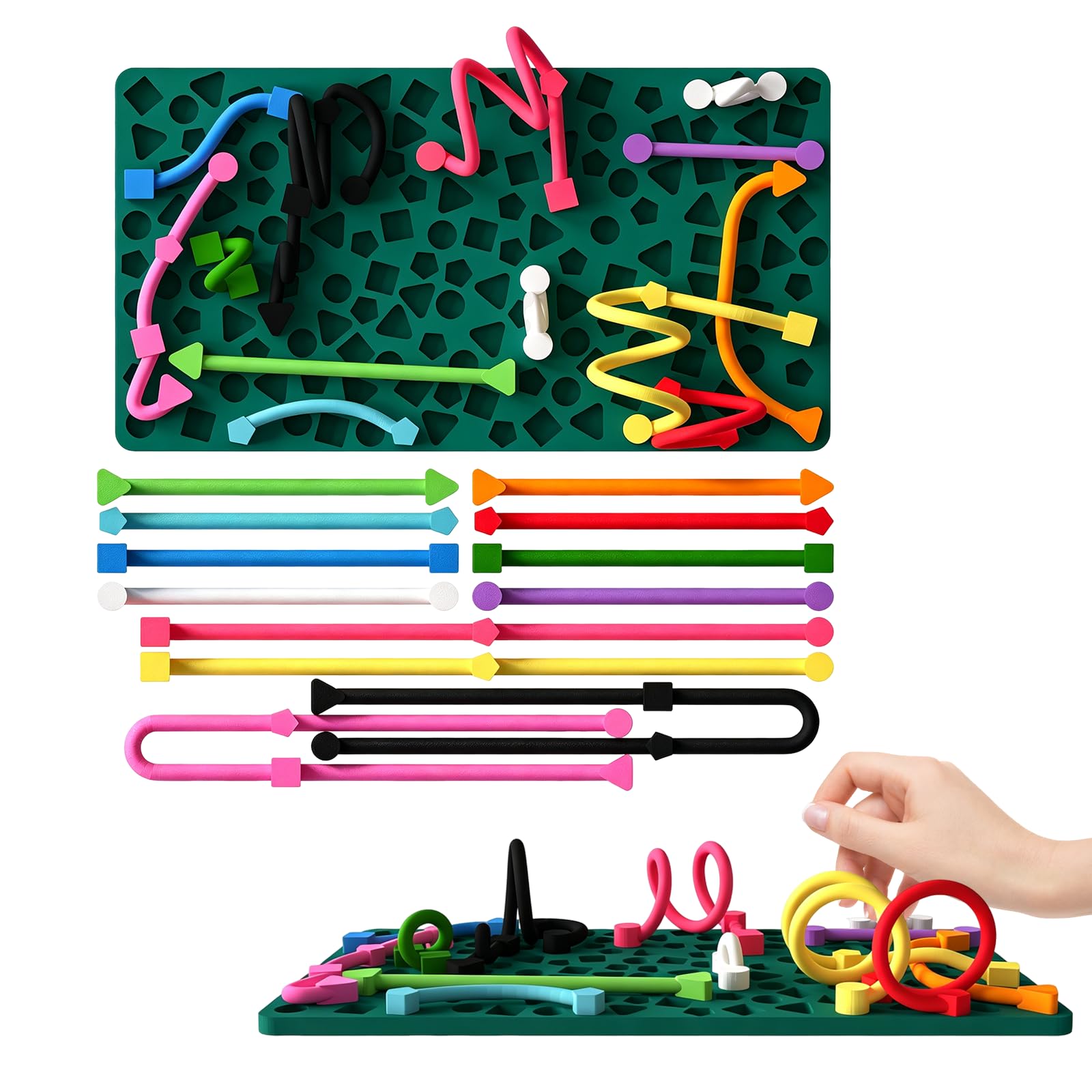 Silicone Sensory Board, Portable Stress Relief & Focus Tool Fidget Board, Quiet Sensory Activity Board for Office & Home Use, Travel Calming & Autism (Green)