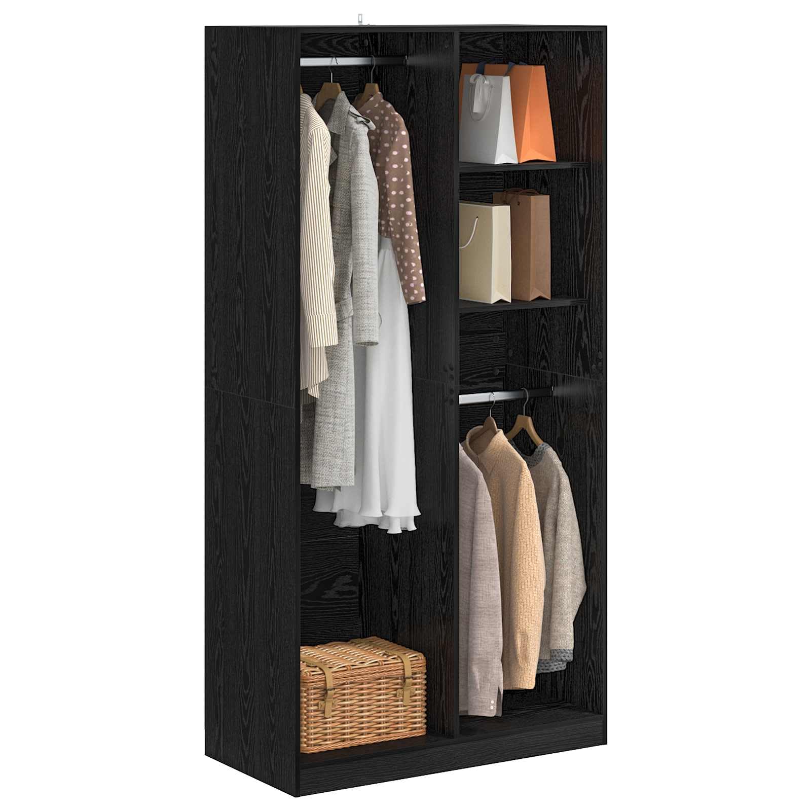 vidaXL Armario Roble Negro 100 x 50 x 200 cm Madera de ingeniería, Solución Moderna de Almacenamiento, diseño Rectangular de Armario, Organizador Ahorra Espacio para Ropa y Muebles de Hombre