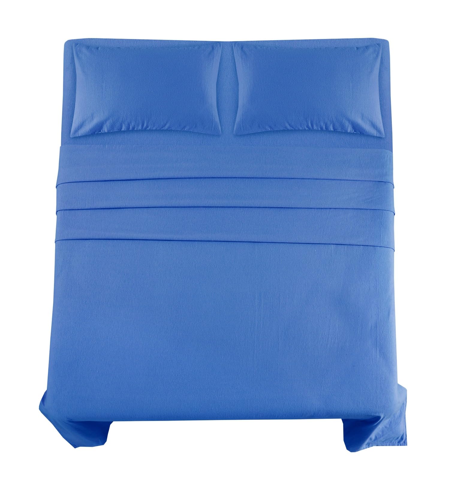 Northern Luxe Flannelette Fitted Sheet (FULL SET – FITTED SHEET + FLAT SHEET + PILLOWCASES) 100% Brushed Cotton Beautiful Bedding Set Soft Cosy Bedsheet Easy Care 160 GSM (Blue, Super King Full Set)