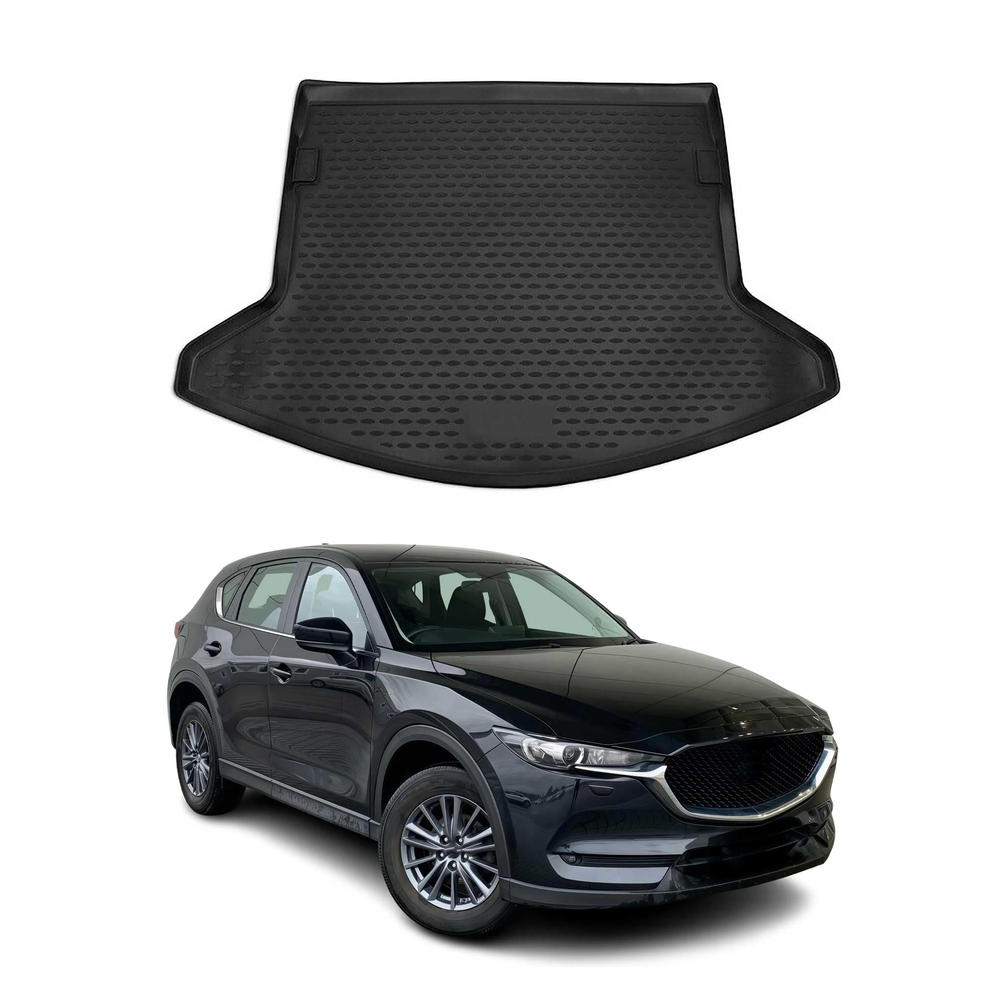 OMAC Kofferraummatte Kofferraumwanne kompatibel mit Mazda CX-5 2017-2025 Gummi TPE Schwarz