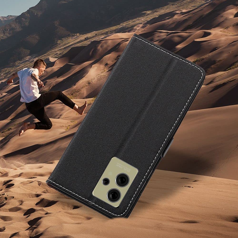 ebestStar - Cover per Realme GT 2 Pro 5G, Custodia Libro Protezione Portafoglio, Pelle PU Porta Carte, Nero + Vetro Temperato