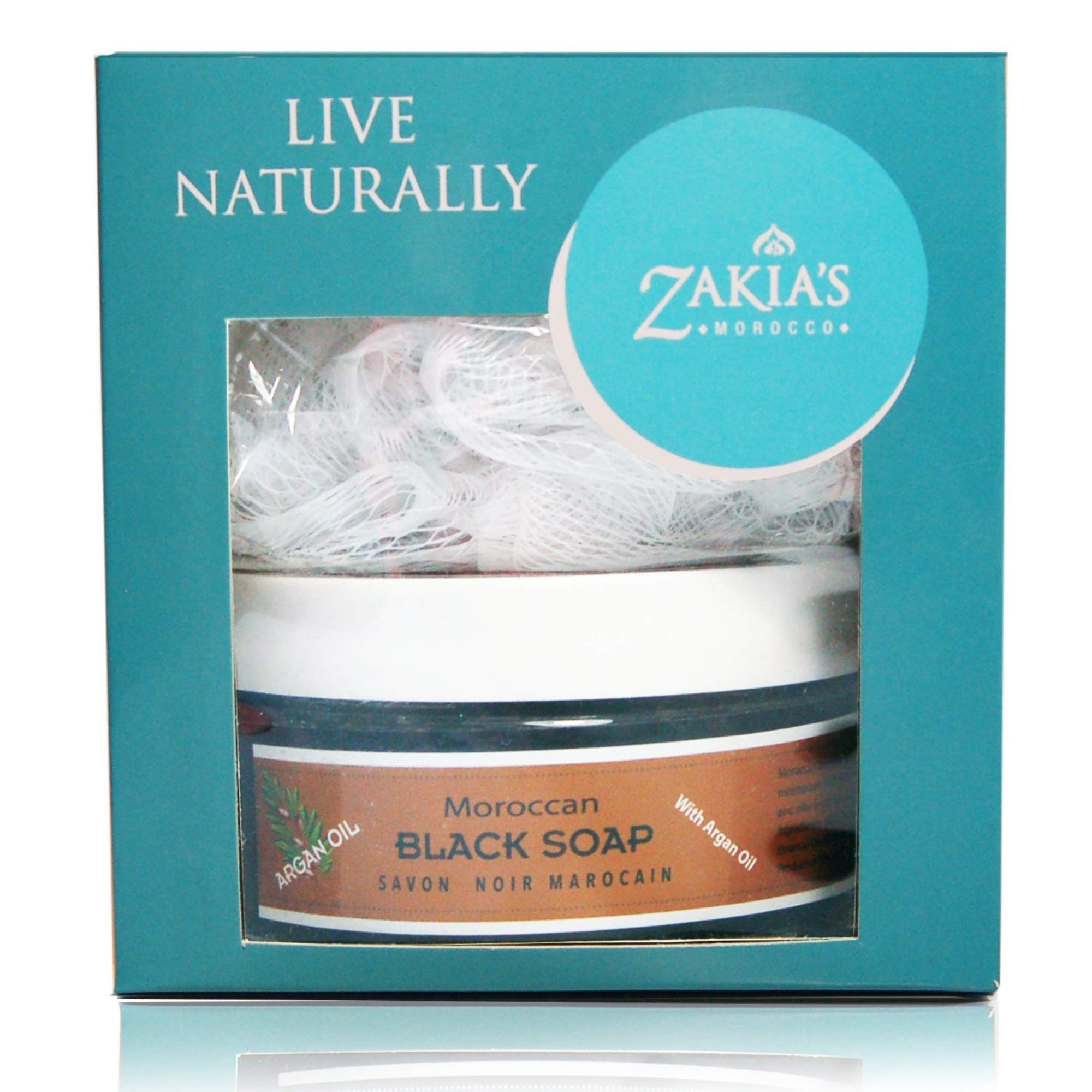 Zakia's Morocco Black Soap With Argan Oil And Kessa Exfoliating Glove