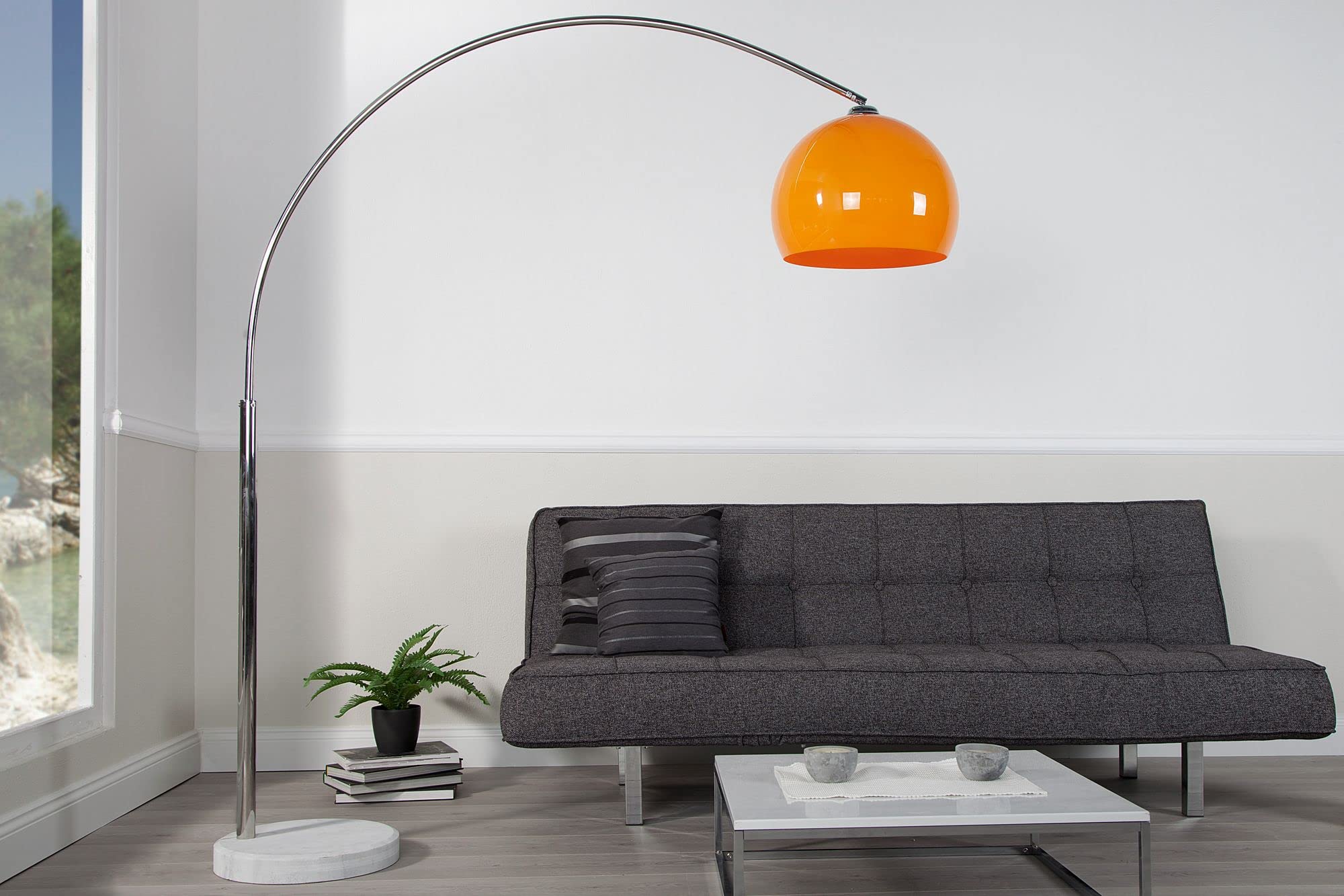 Lampa retro oświetlenie 175 cm z regulacją wysokości ruchome lampa stojąca chrom pomarańczowy biały salon