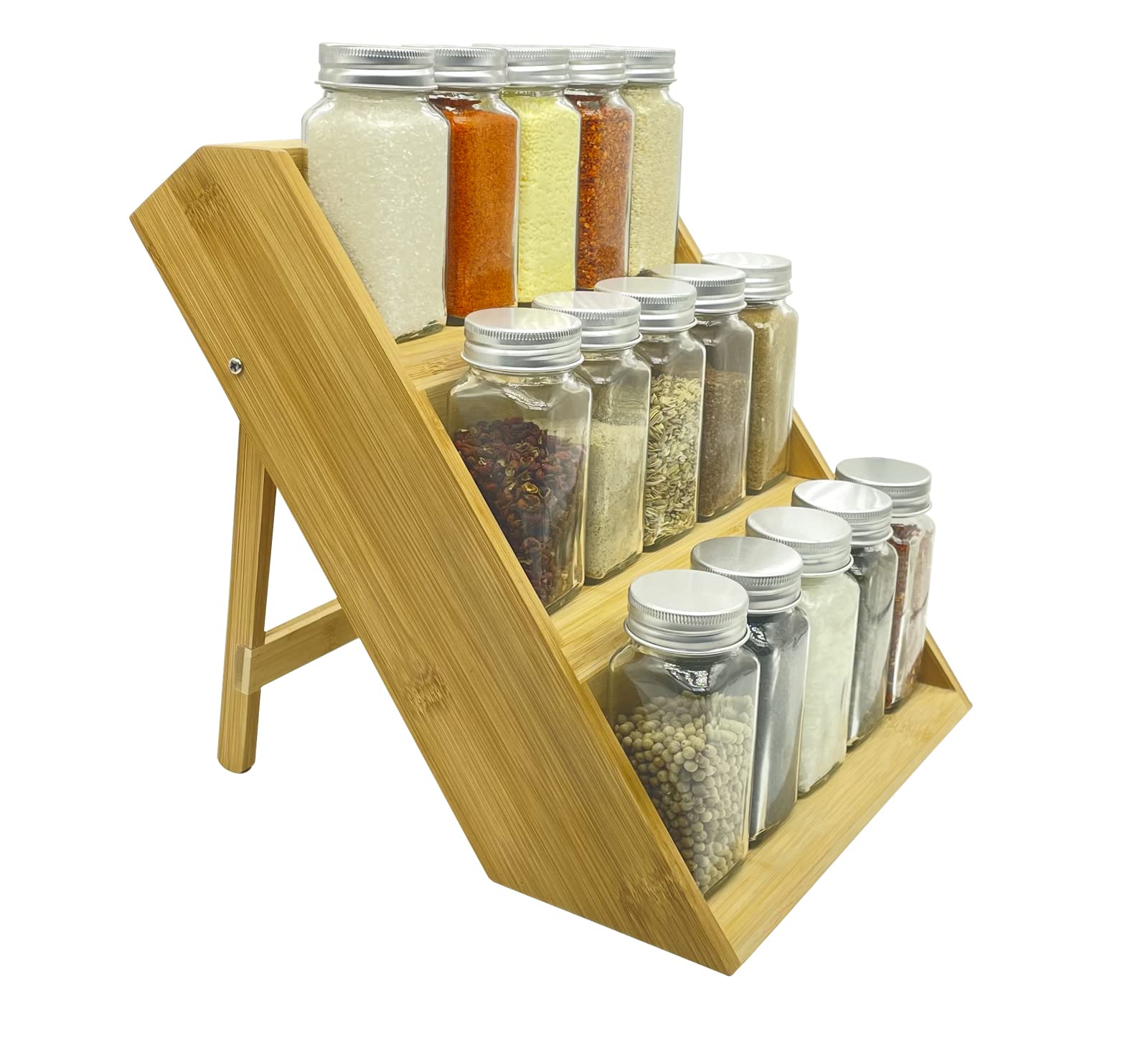 Buy Bamboo Spice Rack Organizer for Countertop 3Tier Spice Shelf Eco
