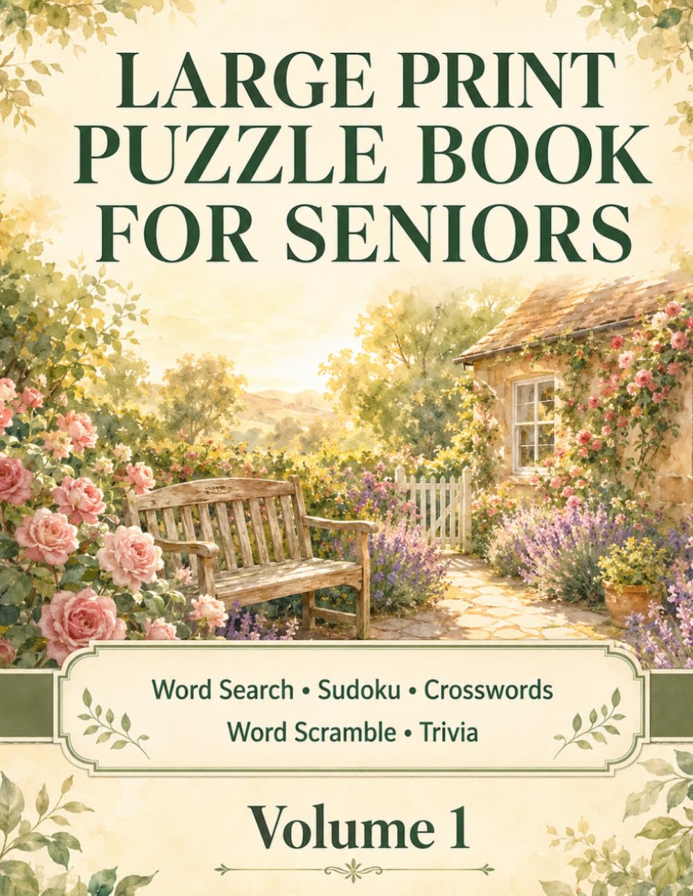 Large Print Puzzle Book for Seniors: Word Search, Sudoku, Crosswords, Word Scramble and Trivia — 120 Pages of Fun Easy Brain Activities for Older Adults — Volume 1