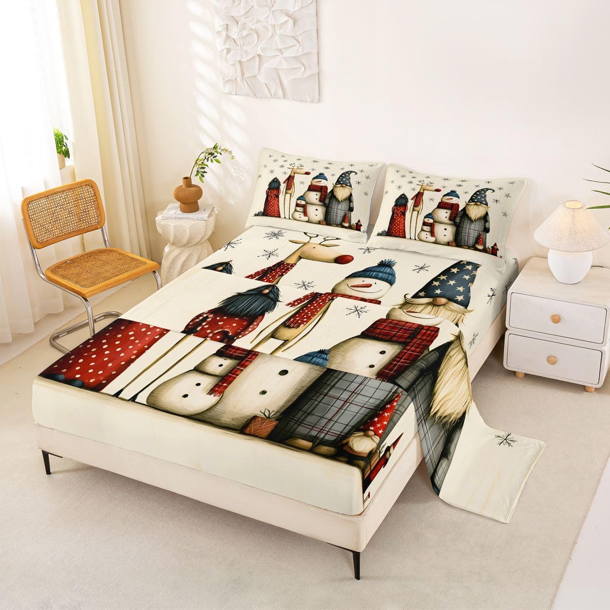 Erosebridal Christmas Gnome Bed Sheets Set Full