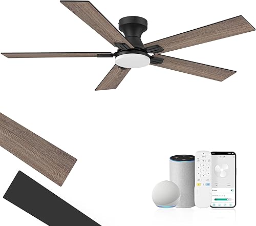 Miniatura 19 de Ventiladores de techo de 52 pulgadas con luces, ventilador de techo inteligente con luz y control remoto Alexa, aplicación, modernos ventiladores de