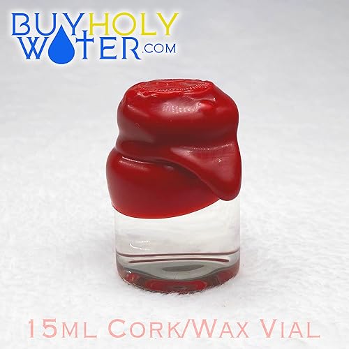 Miniatura 5 de Agua bendita bendita de 0.5 fl oz de cera roja sellada de corcho vial de corcho, el único agua bendita auténtica y certificada - Bendecida por el