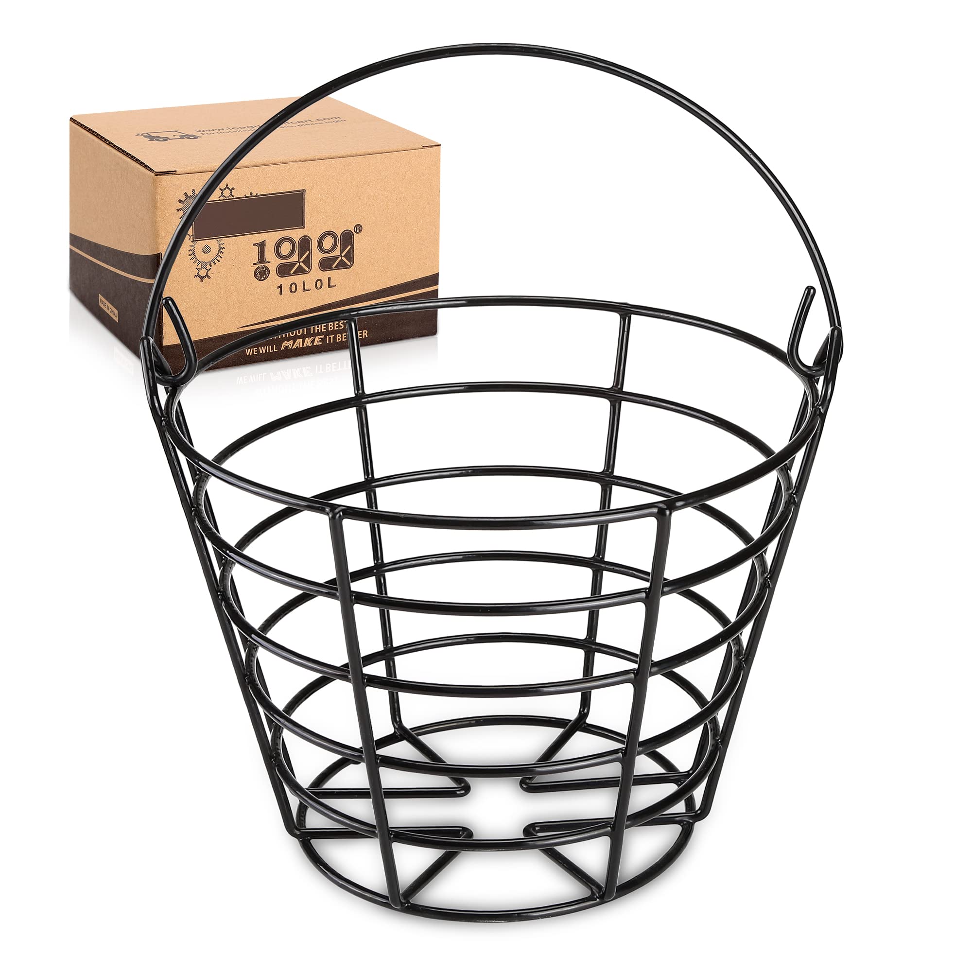 10L0L Metal Range Golf Ball Baskets with Handle, Golf Ball Storage Bucket, Holds 50 Balls Each (GolfBalls Not Included)