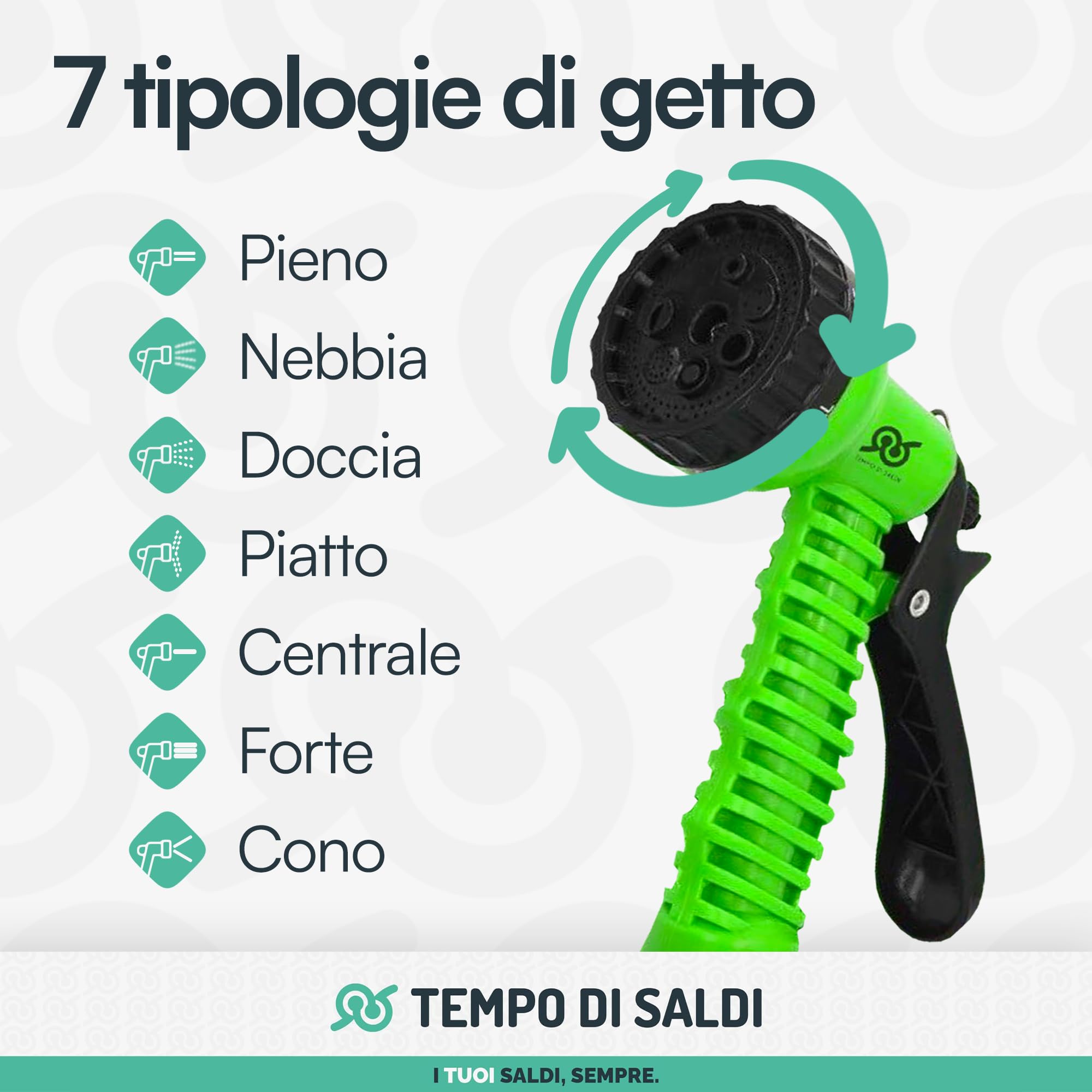 TEMPO DI SALDI Wysuwany wąż ogrodowy 60 m z 7 funkcjami do czyszczenia szczelnego