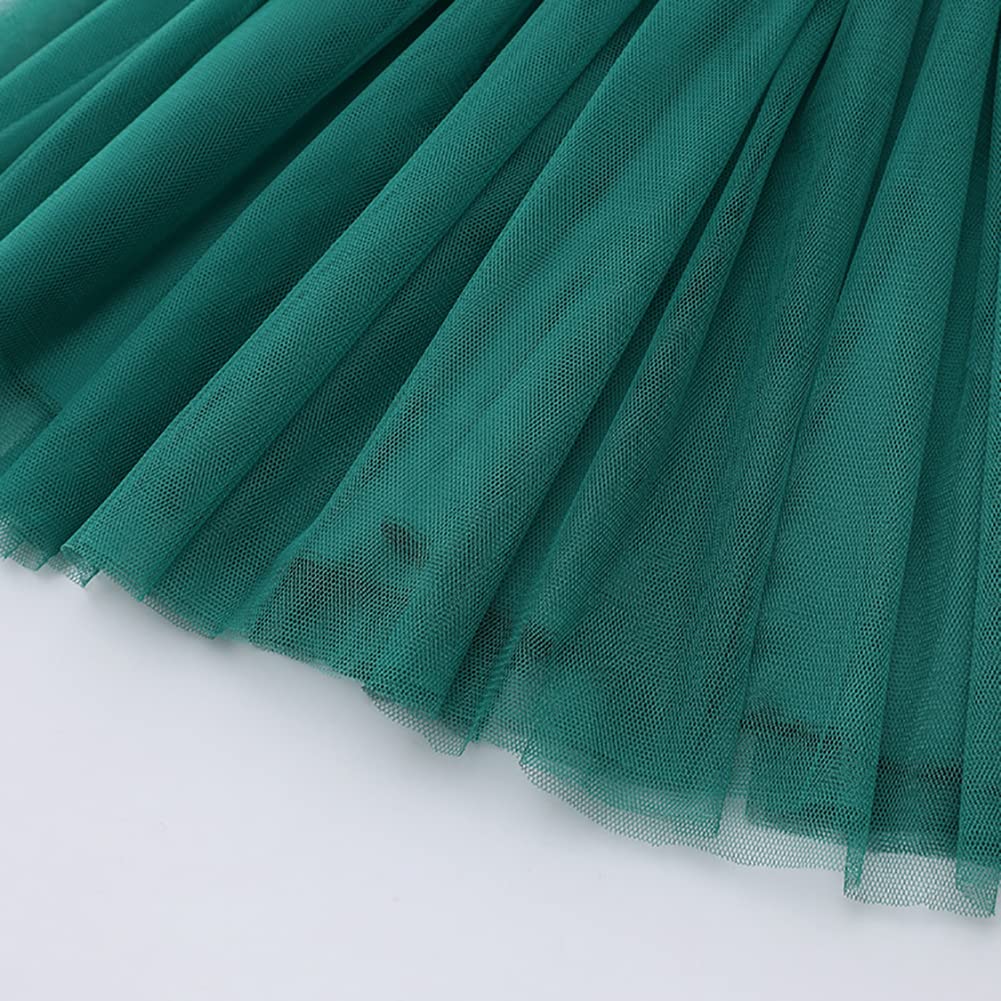 IMEKIS Niño bebé niña vestido de Navidad reno copo de nieve disfraz de princesa Shiny tul tutú algodón manga larga otoño invierno ropa con diadema Fancy Party Outfit, verde, 7-8 Años