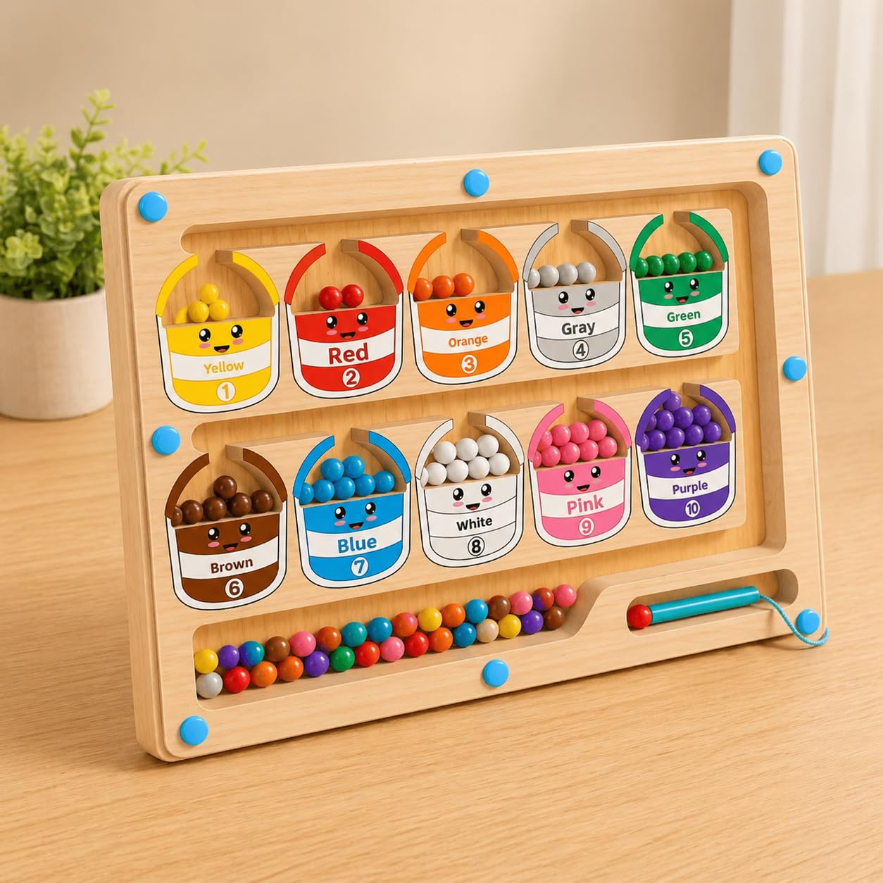 Magnetic Color Sorting & Number Maze Wooden Board for Kids | Montessori Color Matching Counting Game | Fine Motor Skills Educational Learning Toy for Toddlers Boys & Girls Age 3+ Years-image-36