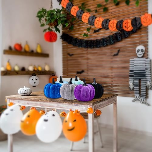 Miniatura 7 de Decoración de Halloween, decoración de mini calabazas de terciopelo, cosecha de granja de otoño, calabazas pequeñas, decoración del día de Acción de