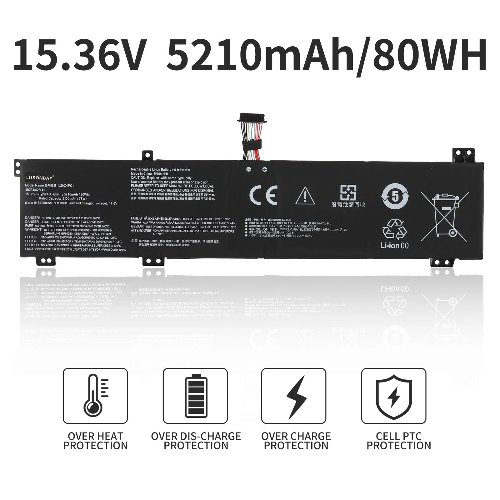 L20C4PC1 L20M4PC1 bateria do laptopa Lenovo Legion 5 Pro-16ACH6 5-15ITH6H 82JH 7-16ITHg6 5-17ITH6H 82JM L20C4PC2 L20M4PC0 L20M4PC2 15.3 6V 5215550 mAh/80 Wh