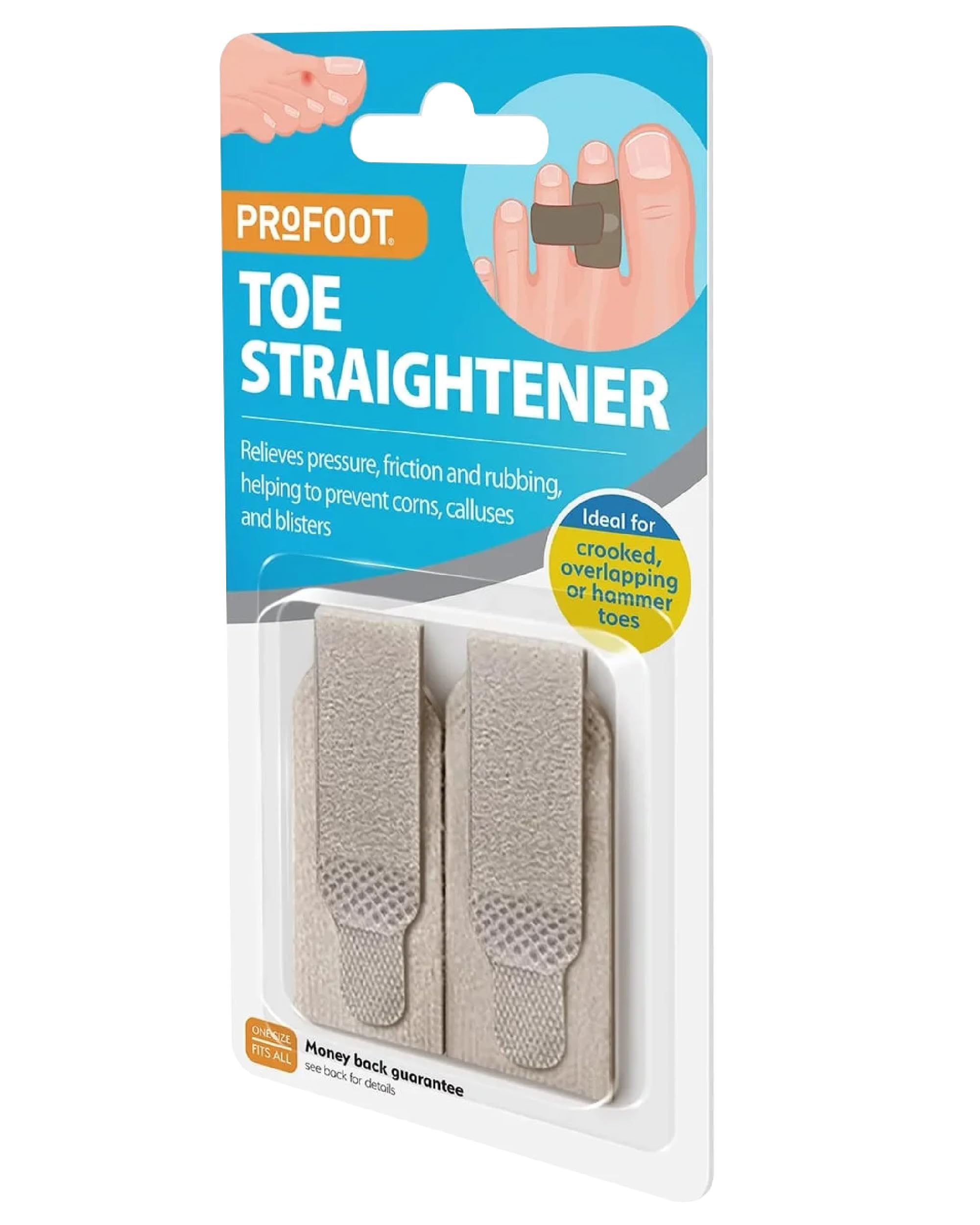 Toe Straightener - Helps to Stabilise Crooked and Overlapping Toes - Relieves Pressure & Reduces Friction - Prevents Corns, Calluses and Blisters