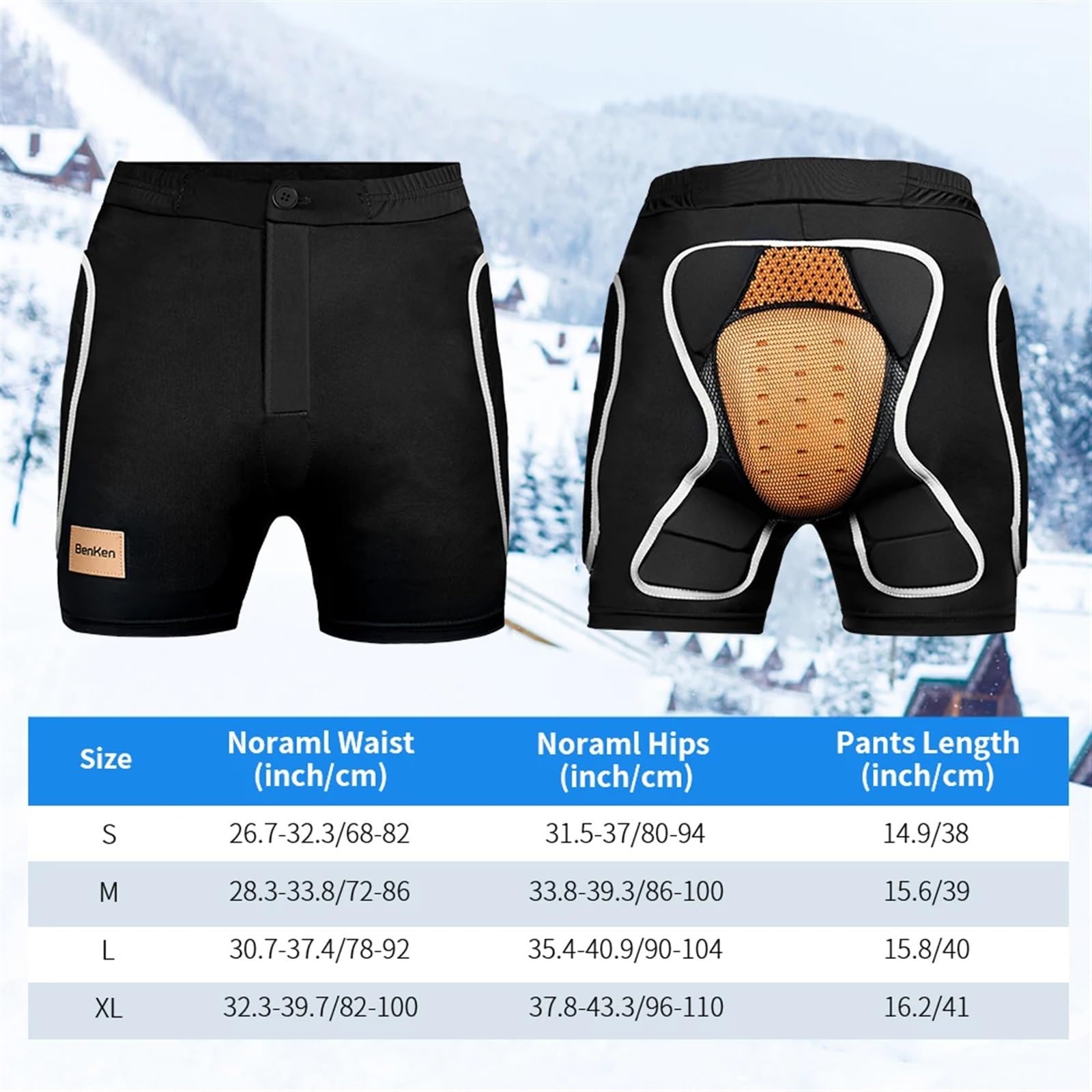 Shorts De Protection Hip Pad Short rembourré de Protection de Ski Équipement de Protection rembourré en EVA 3D for Le Snowboard, Le Skate et Le Ski(XL)