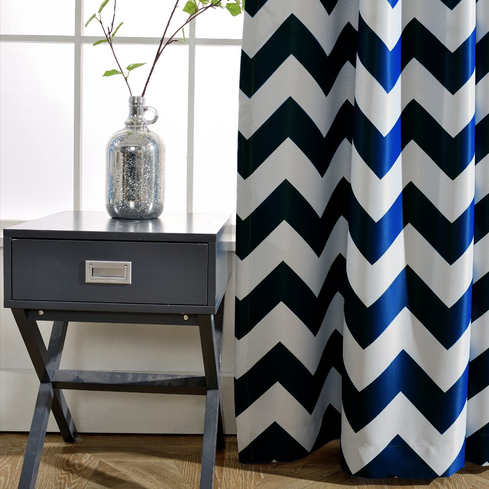 Melodieux Chevron Room Darkening Blackout Grommet Top Curtains, 52 by 63  Inch, Navy (1 Panel) – BigaMart, image size:1000x1000