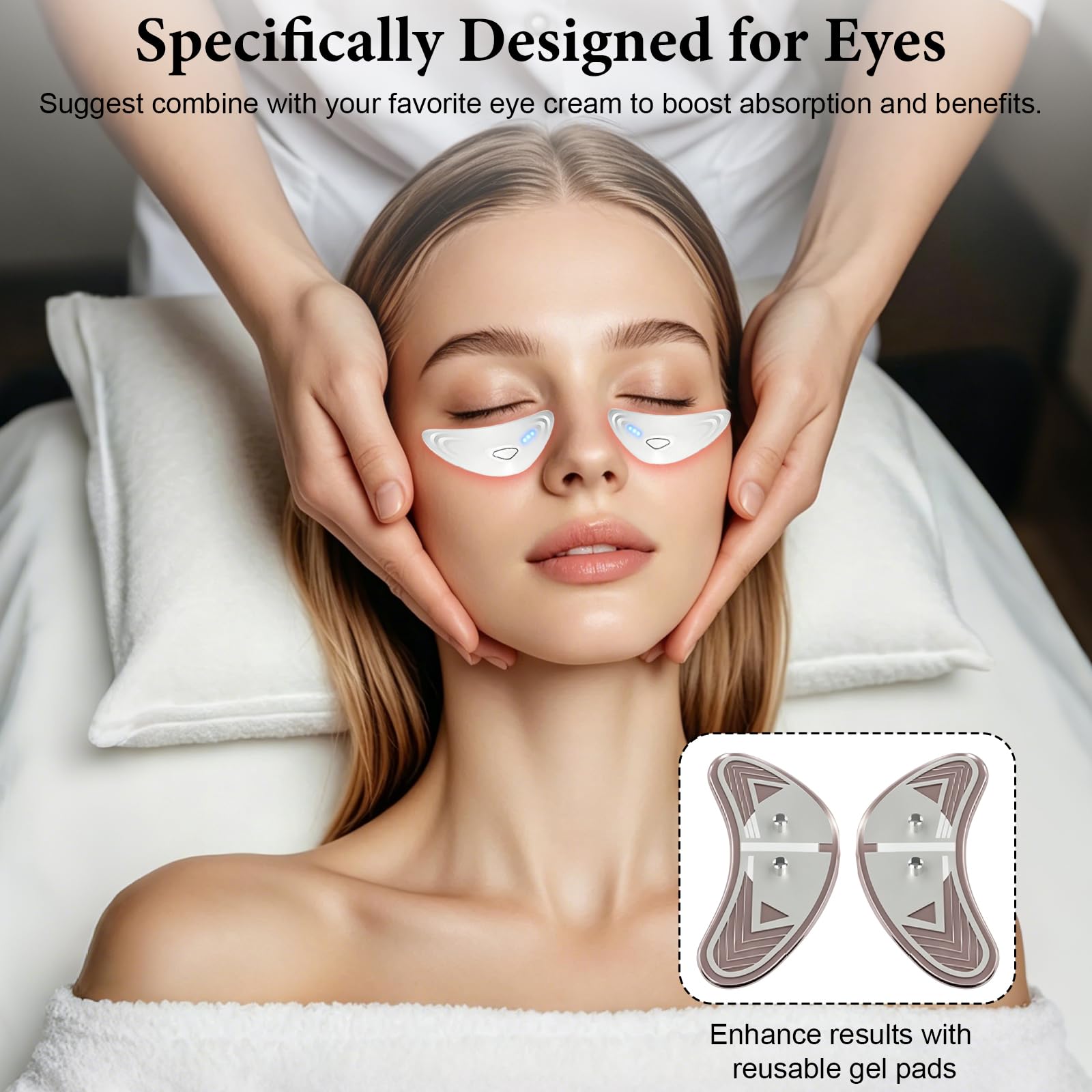 Upgrade Rotlicht Augenmassagegerät, Wiederaufladbare Magnetische Augenpads mit LED-Rotlichttherapie gegen Augenringe, Schwellungen, Feine Linien & zur Straffung der Augenpartie