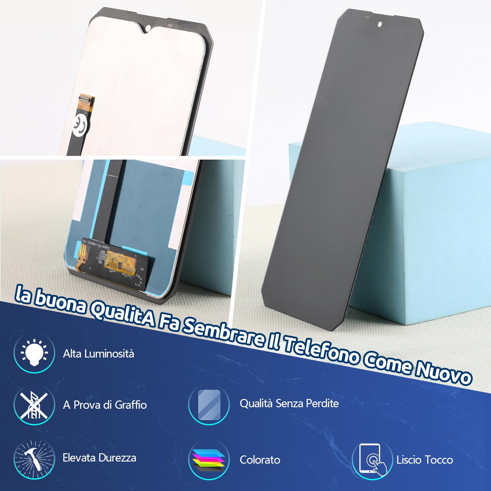 RongZy Schermo LCD per Oukitel WP23 Display Sostituzione per Oukitel WP23 PRO Digitizer Assembly Vetro di Ricambio Touch Screen con Strumenti(6.52", Nero)