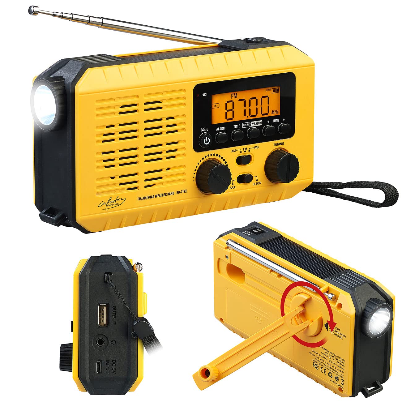 Radio de poche solaire & dynamo avec écran LCD [infactory]