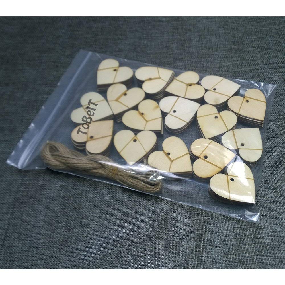Wohlstand 50 Cuori In Legno Naturale Da 8 Cm Con Spago – Abbellimenti Fai Da Te Per Matrimonio, San Valentino, Decorazioni E Crafting – Pronti Da Personalizzare E Colorare