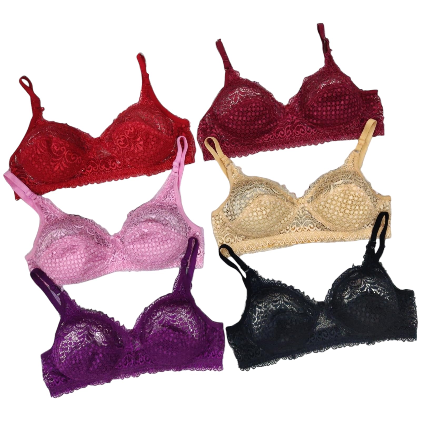 Women's Net Non Padded Wire Free Full Coverage Bra Pack of 6-picture-39