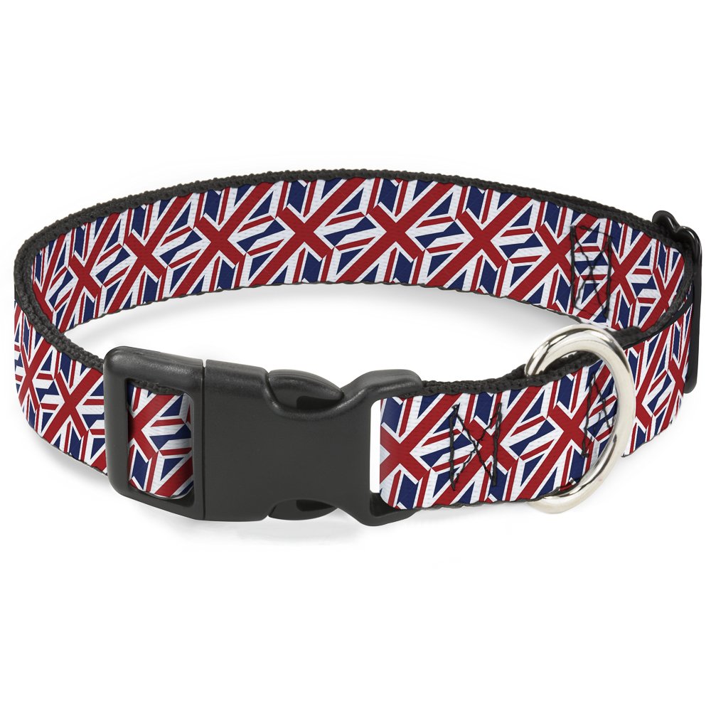 Pince à collier Royaume-Uni drapeaux diagonale plastique 3,8 cm ajustable