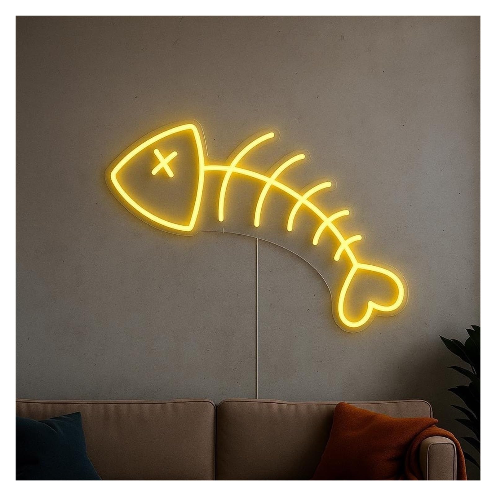 Shouxi A Sign Lamp Fishbone Neon Sign, Suitable For Living Room, Bar Decor With Dimmable 51Cm