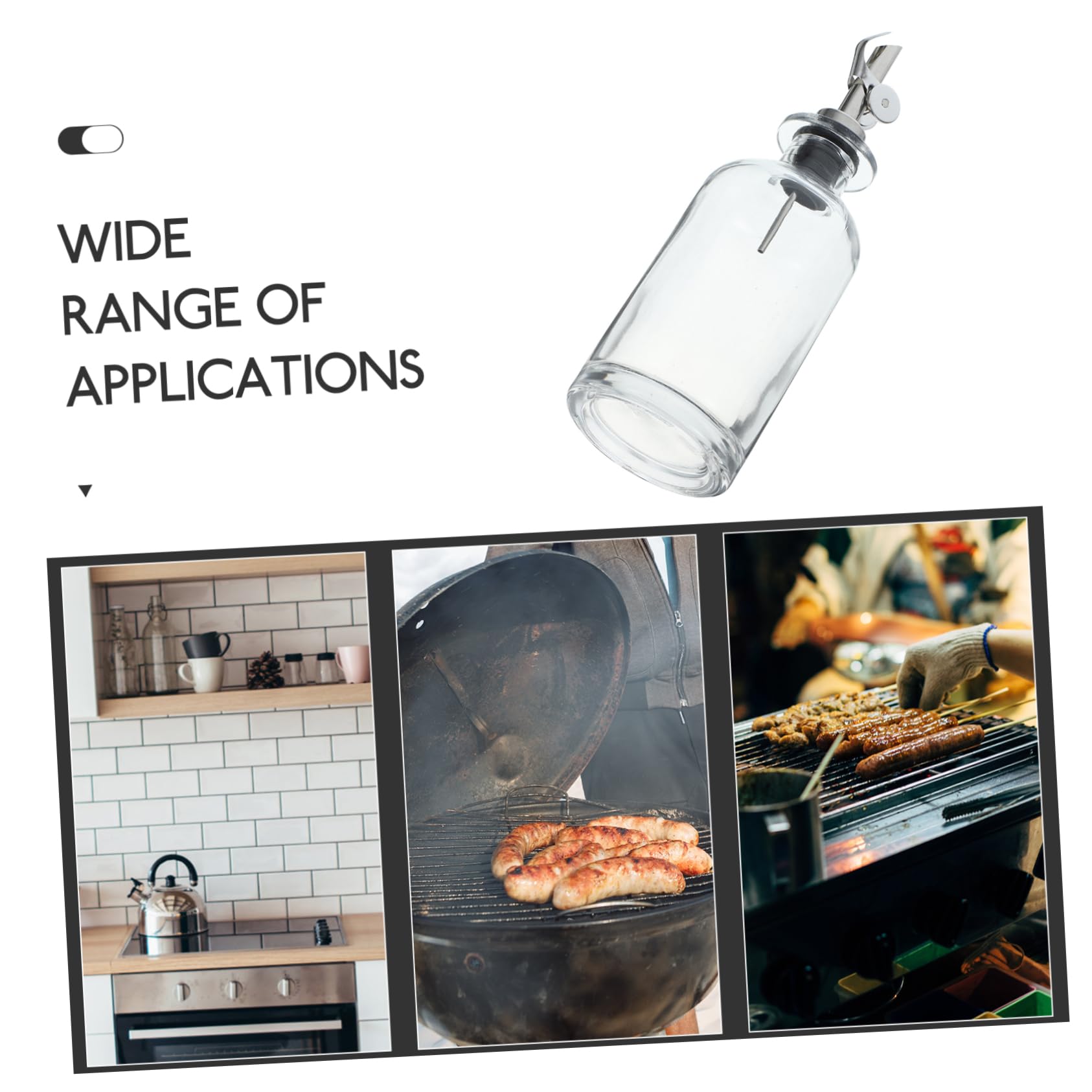 Oliera Salvagoccia 350ml 2 Pezzi in Vetro Acciaio Inox | Apertura Automatica, Silicone Integrato, Uso Versatile per Condimenti, Facile da Pulire