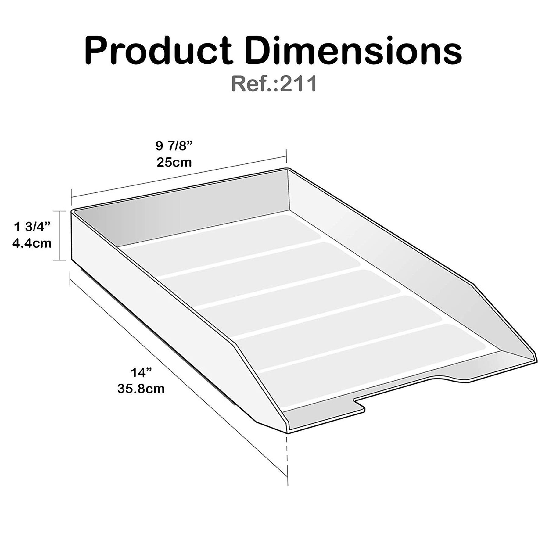 Acrimet Bandeja de Papel Apilable, Organizador de Cartas y Papeles en plastico de Carga Frontal para Oficina (Blanco, 1 Unidad)