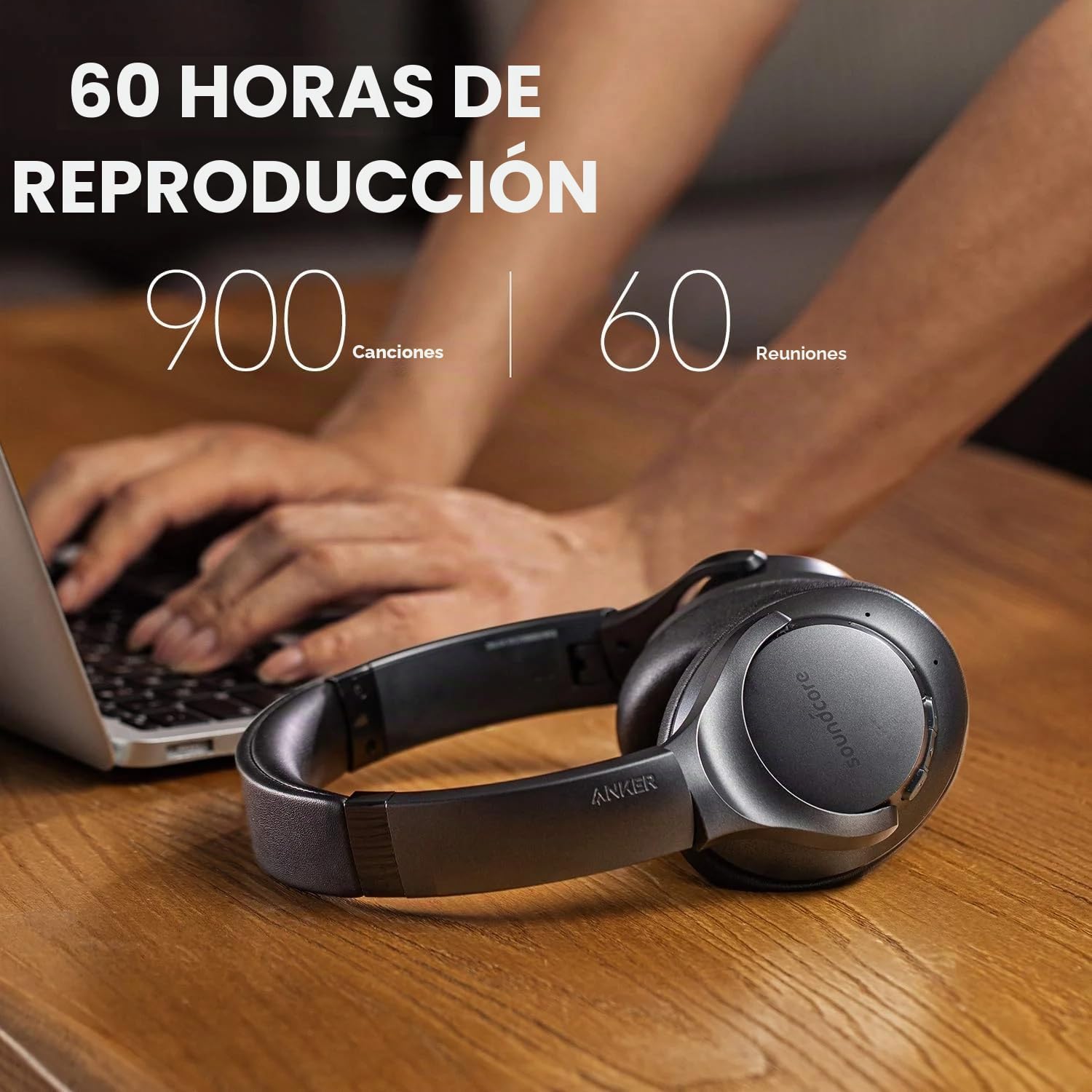 Soundcore by Anker Q20 Auriculares Bluetooth Diadema, cancelación de Ruido Activa, 30 Horas de reproducción, Graves Profundos, Auriculares inalámbricos Over Ear y Almohadillas de Espuma viscoelástica