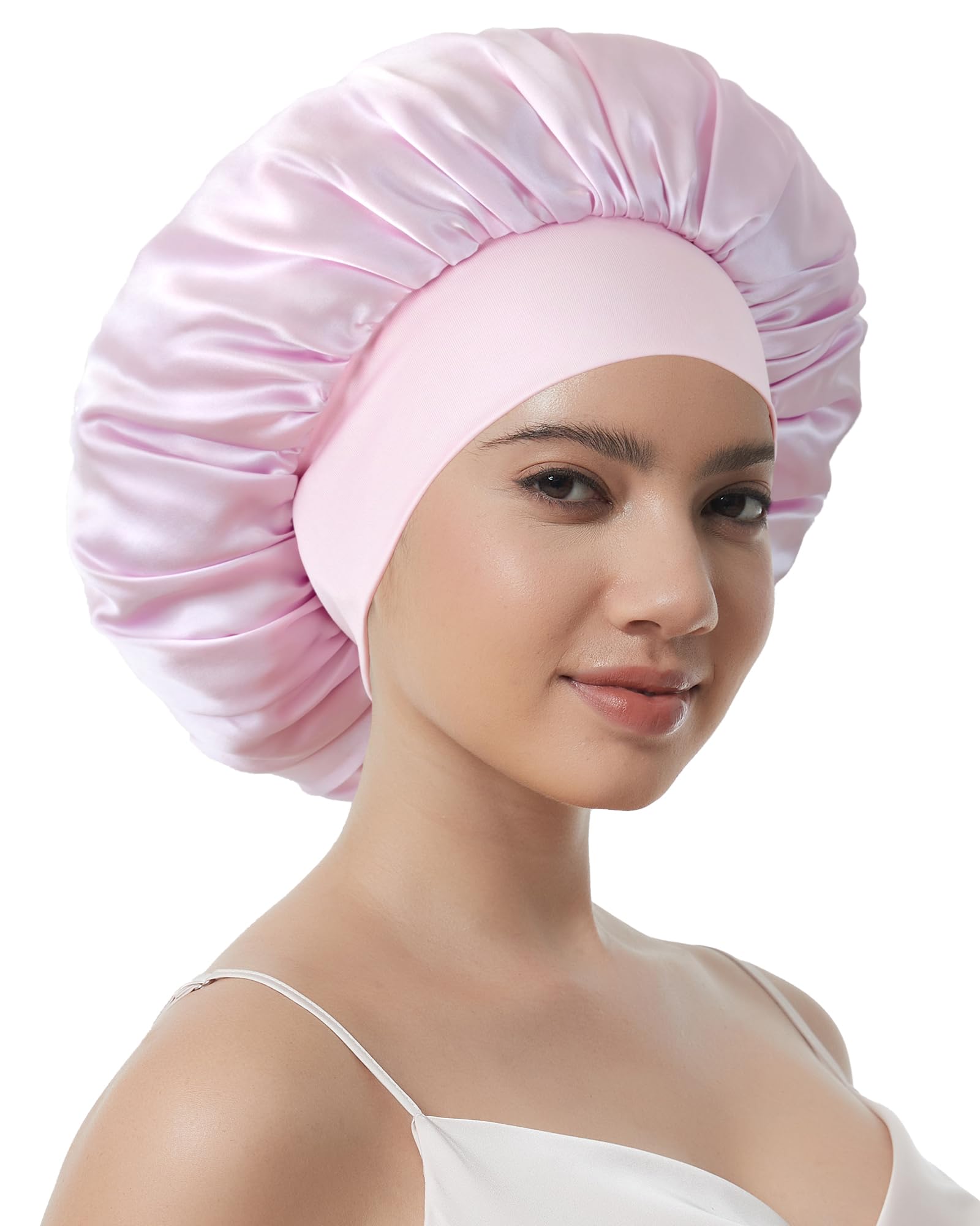 100% Mulberry Silk Bonnet for Sleeping, Double-Layer Hair Protection Cap